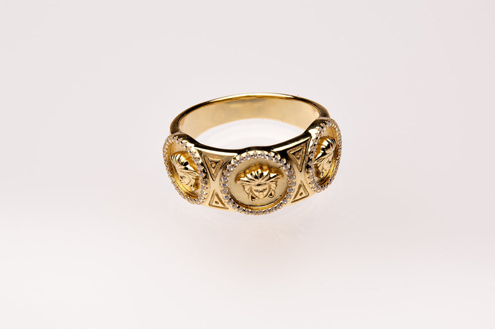 Anillo con 3 logos de plata chapada