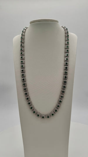 Cadena de plata con circonitas, color verde