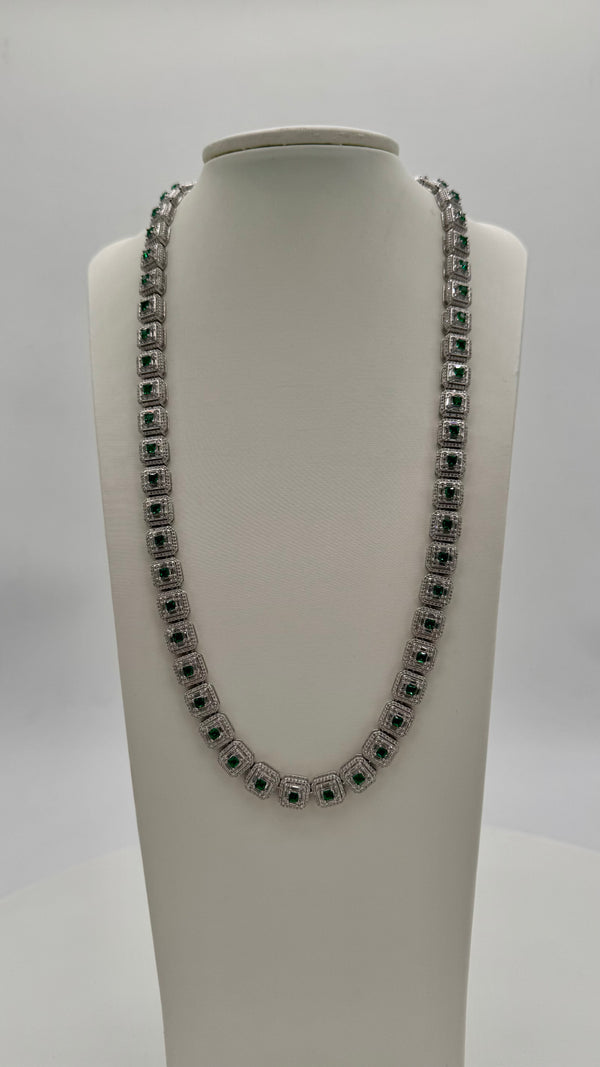 Cadena de plata con circonitas, color verde