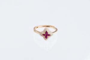 Anillo flor chapado roja