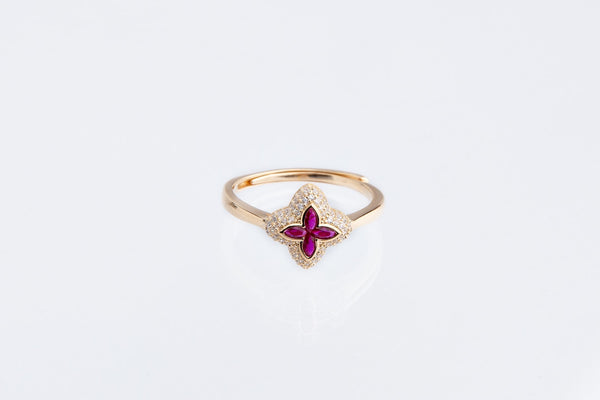 Anillo flor chapado roja