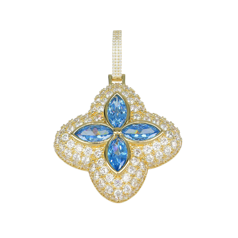 Colgante Flor Azul Chapado