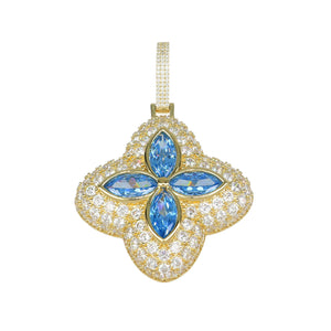 Colgante Flor Azul Chapado