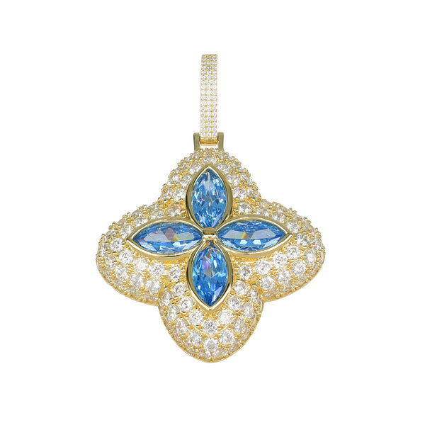 Colgante Flor Azul Chapado