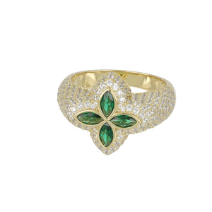 Anillo Flor Chapado Verde