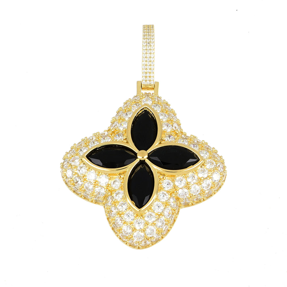 Colgante Flor  Negro Chapado