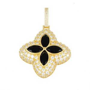 Colgante Flor  Negro Chapado