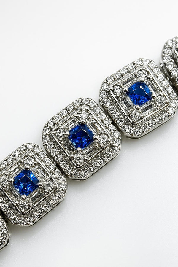 Cadena de plata con circonitas, azul