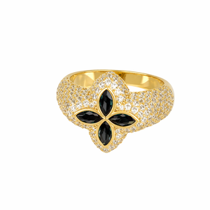 Anillo Flor chapado Negro