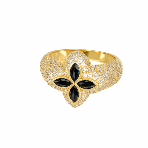 Anillo Flor chapado Negro