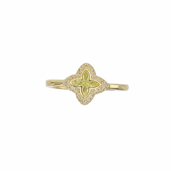 Anillo flor amarillo chapado
