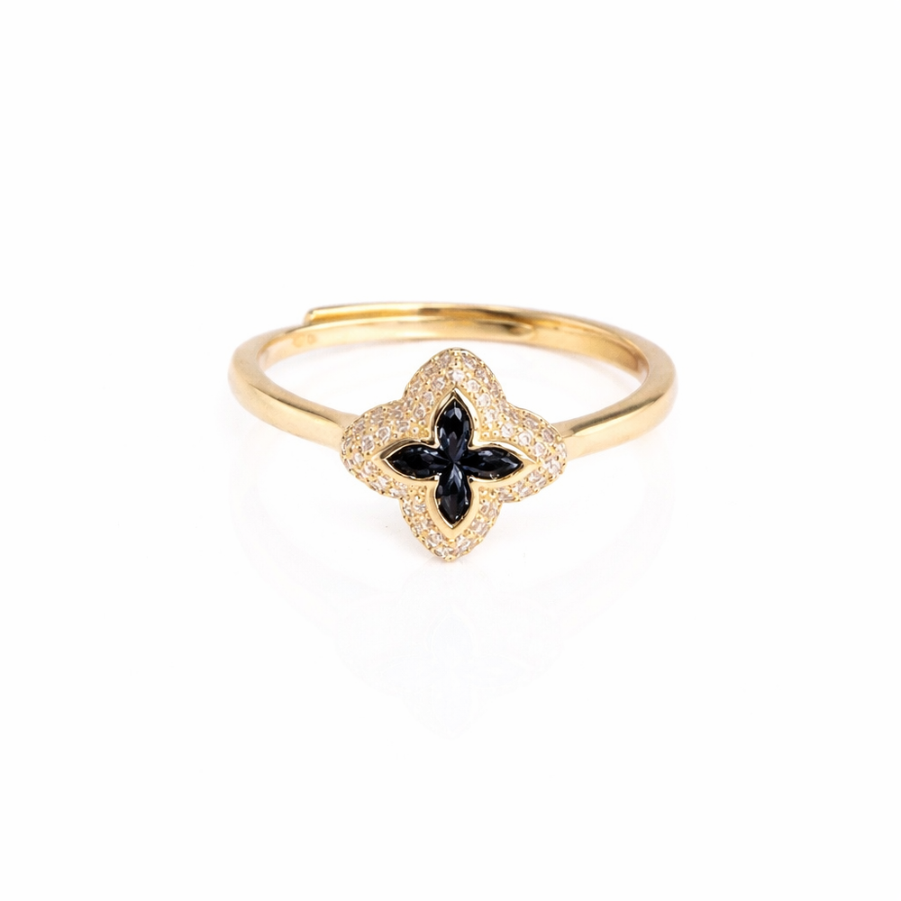 Anillo de Flor Negro chapado