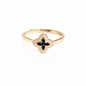Anillo de Flor Negro chapado