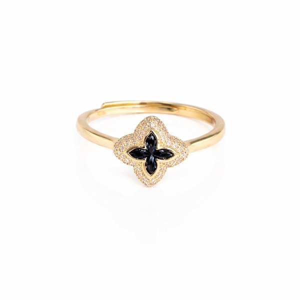Anillo de Flor Negro chapado