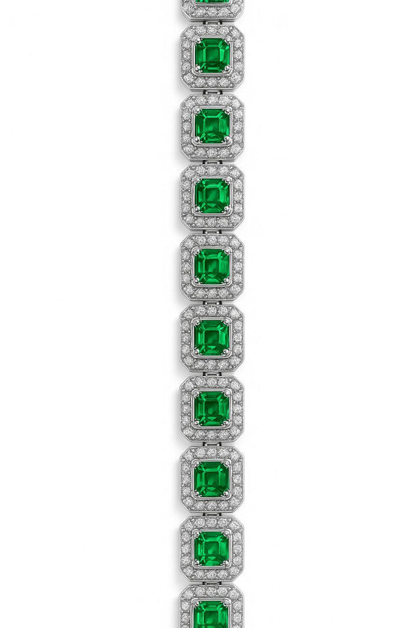 Cadena de plata con circonitas, color verde