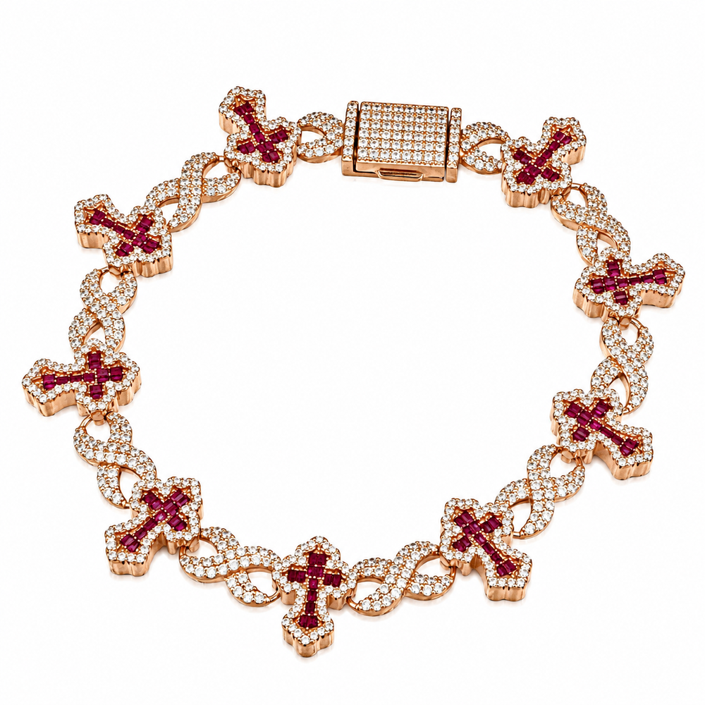 Pulsera Cruz Rosa y roja