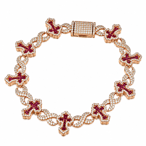 Pulsera Cruz Rosa y roja