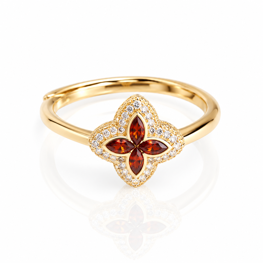 Anillo flor chapado roja