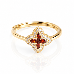 Anillo flor chapado roja