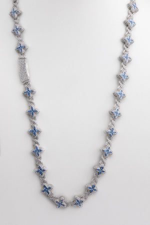 Cadena de flores de plata, color azul celeste