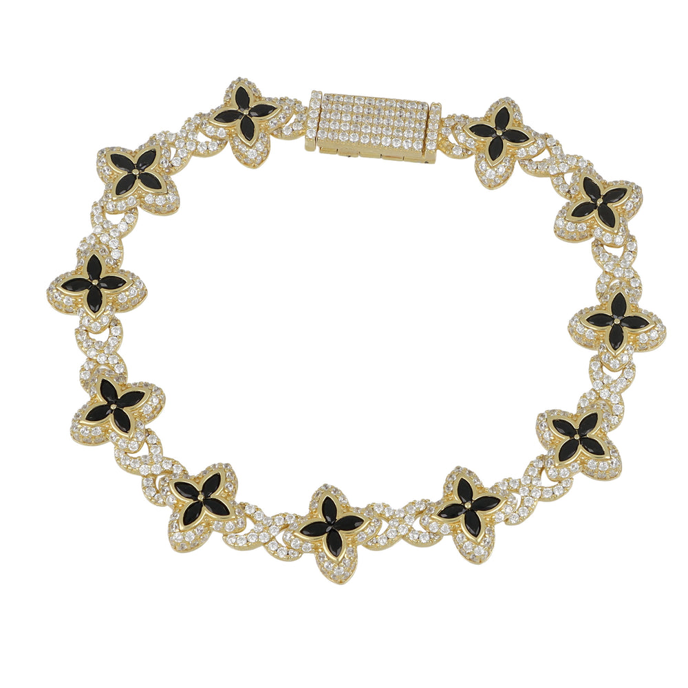 Pulsera Flor negra chapada