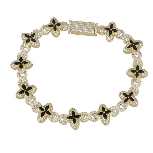 Pulsera Flor negra chapada