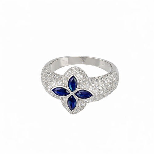 Anillo Flor Azul Marino
