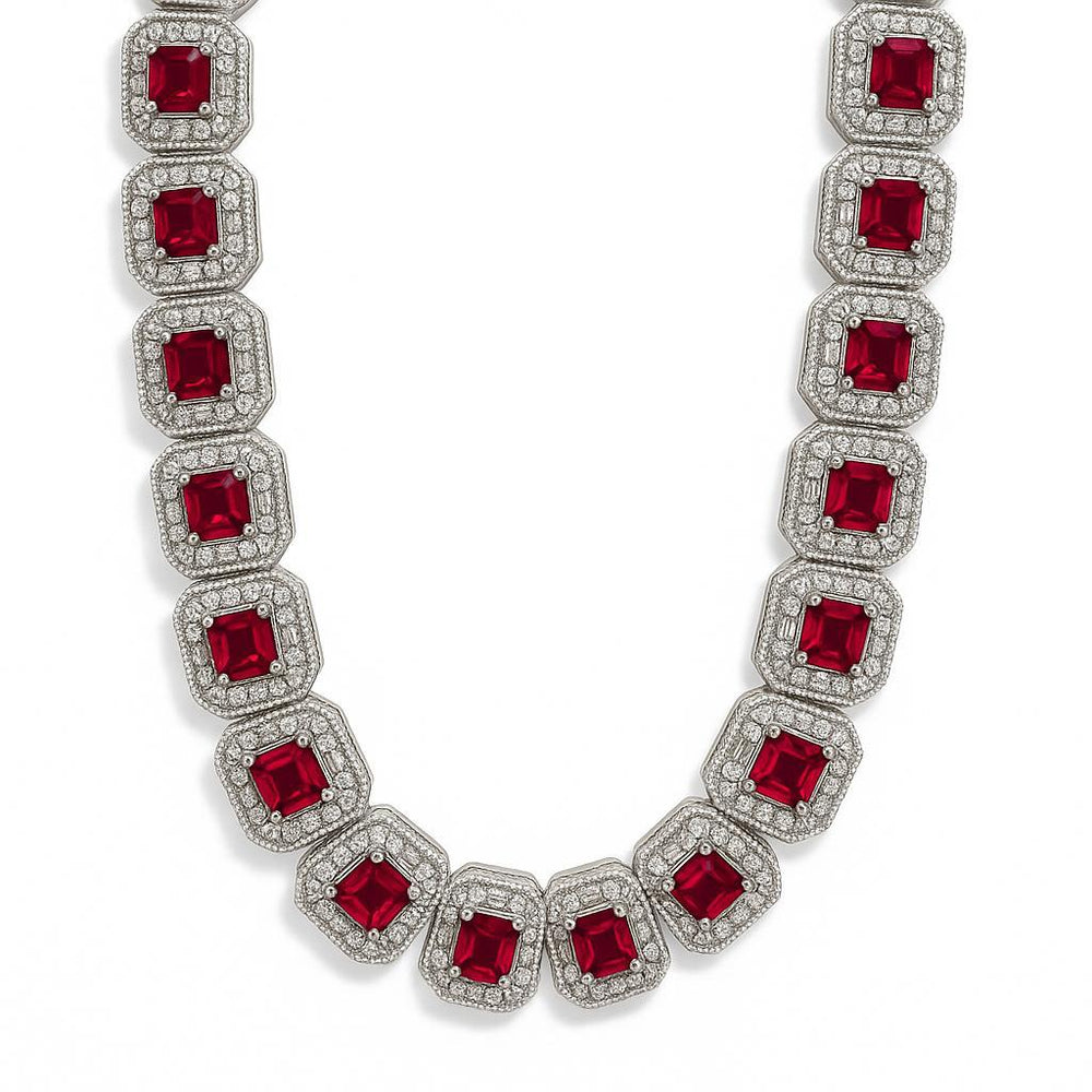 Cadena de plata con circonitas, color roja