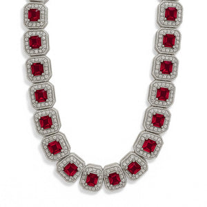 Cadena de plata con circonitas, color roja