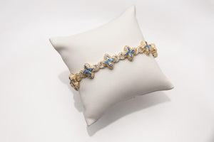 Pulsera chapada en oro 18k azul celeste