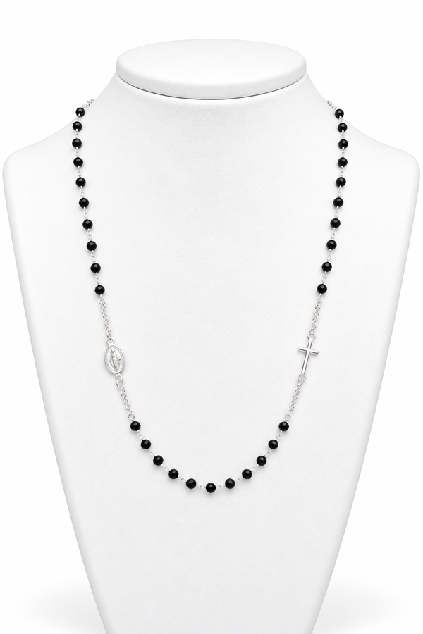 Collar rosario plata