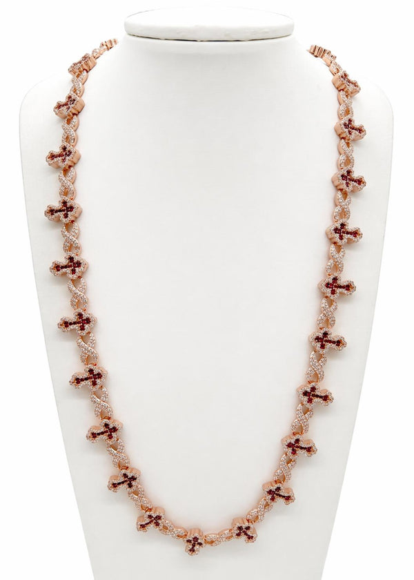Collar de cruces chapado rosa
