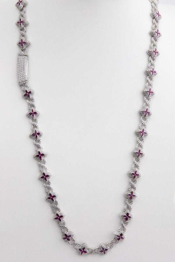 Cadena de plata color granate