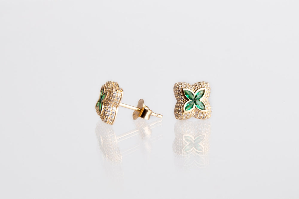 Pendiente van cleef chapado verde
