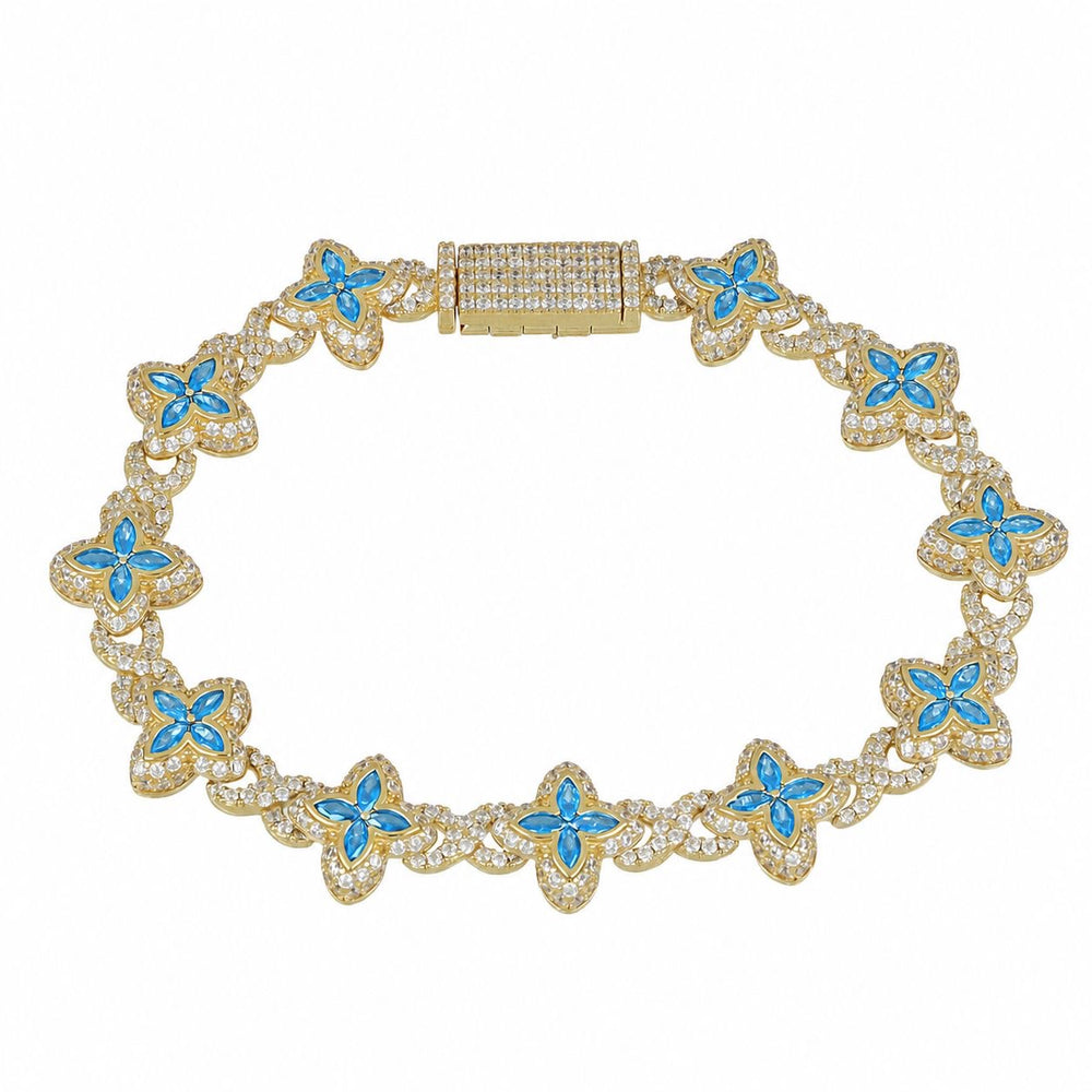 Pulsera chapada en oro 18k azul celeste