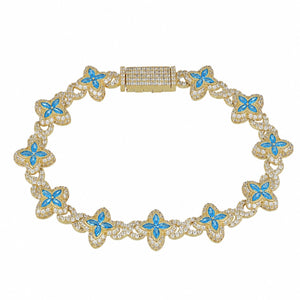 Pulsera chapada en oro 18k azul celeste