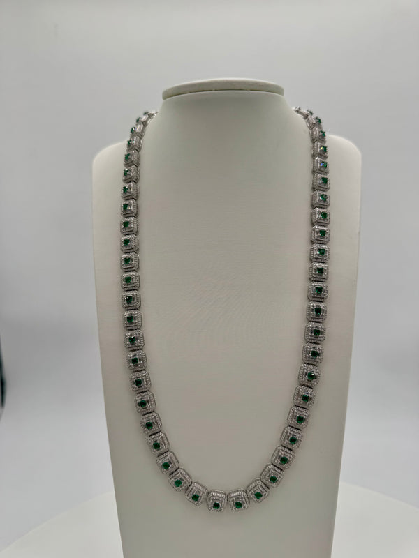 Cadena de plata con circonitas, color verde