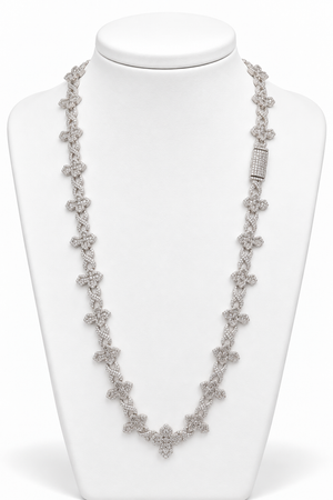 Collar de cruces en plata piedra blanca