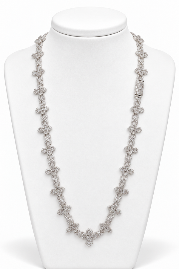 Collar de cruces en plata piedra blanca