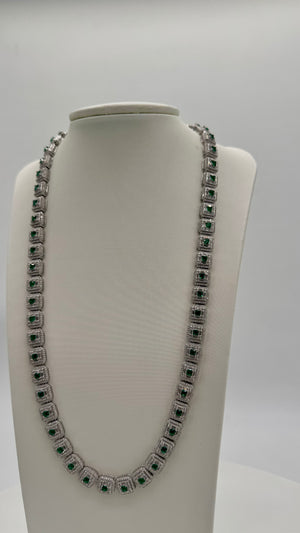 Cadena de plata con circonitas, color verde