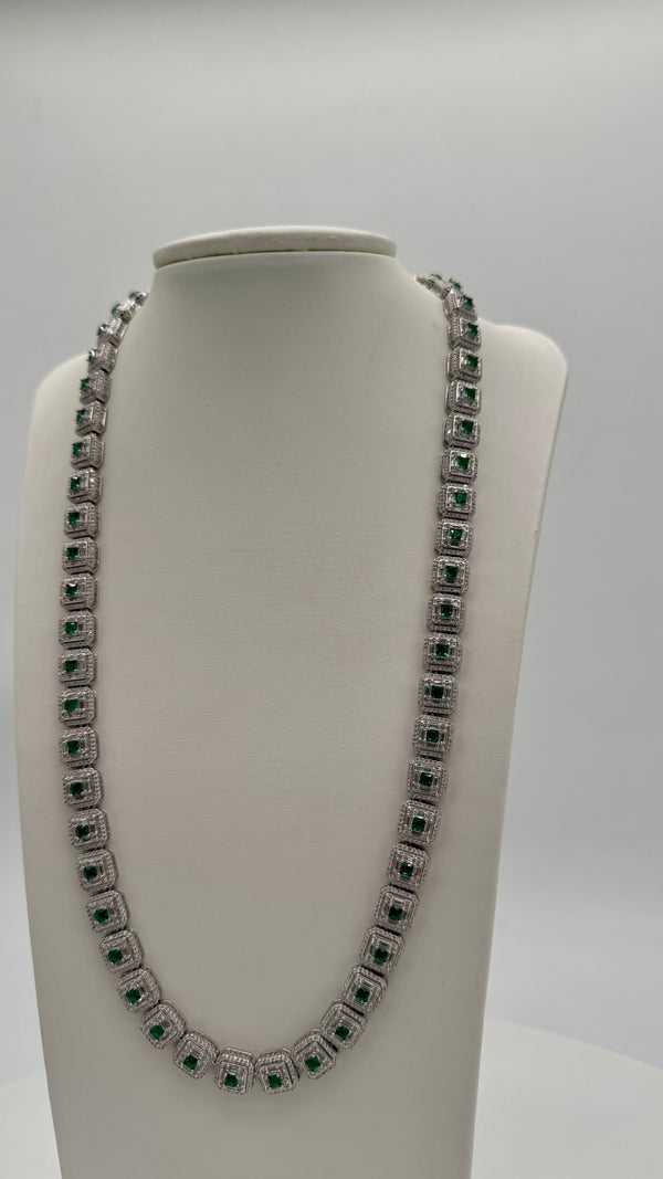 Cadena de plata con circonitas, color verde