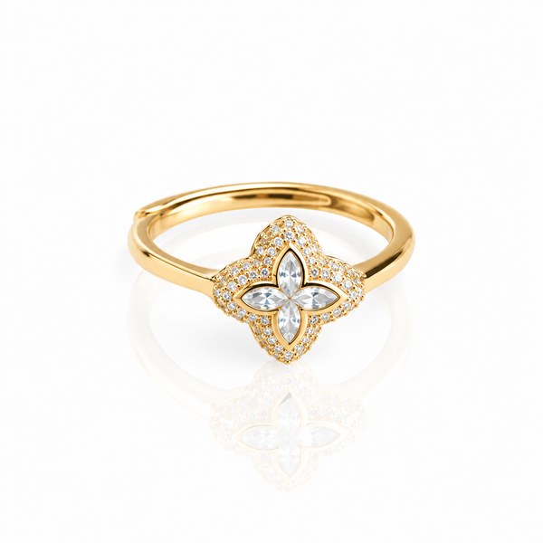 Anillo Flor Blanco chapado