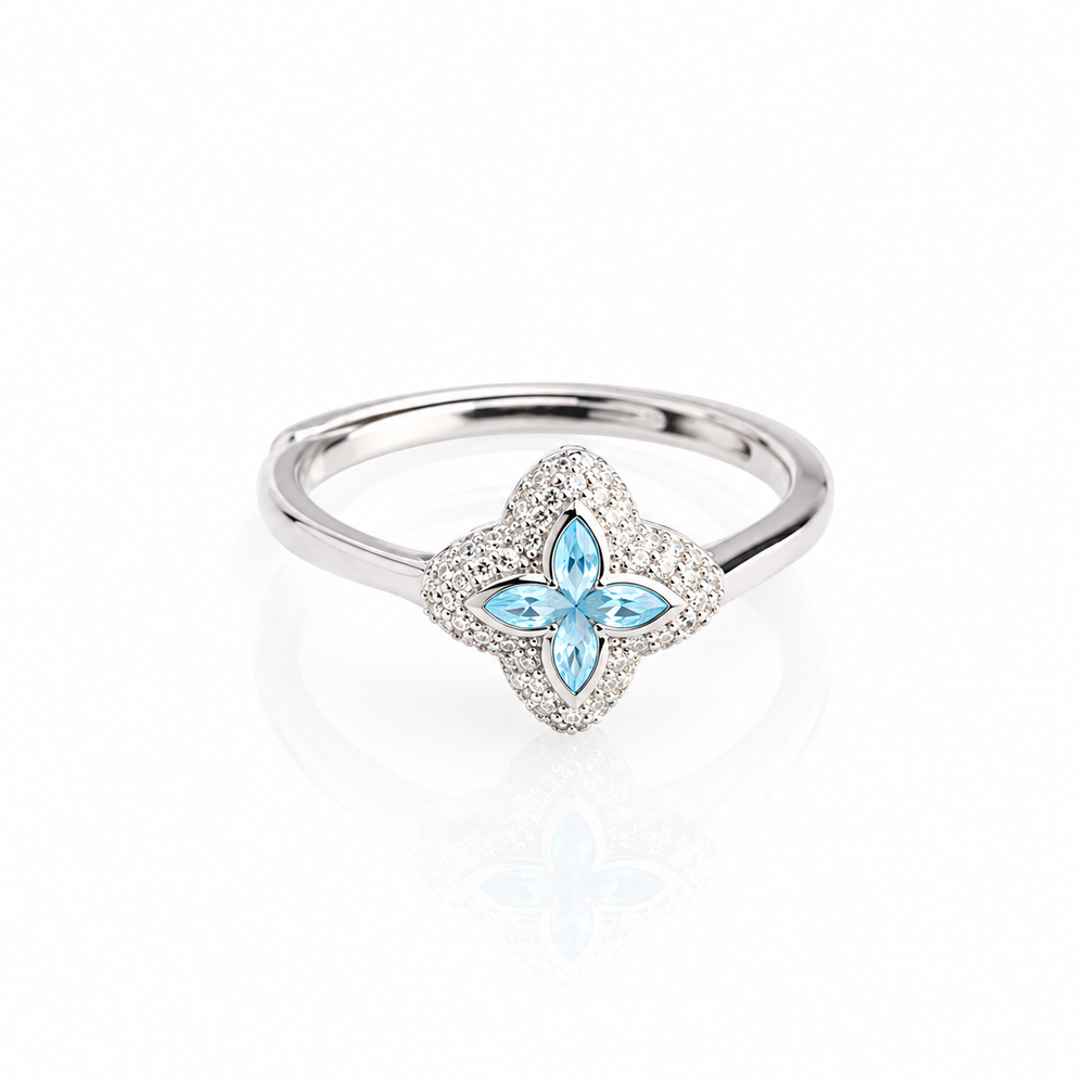 Anillo flor azul