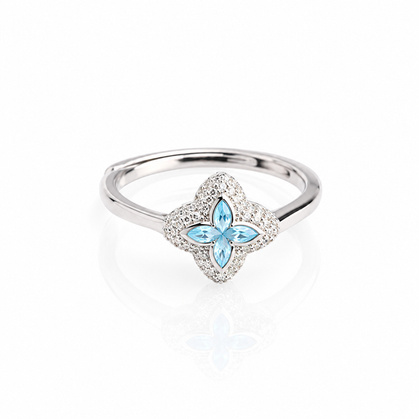 Anillo flor azul