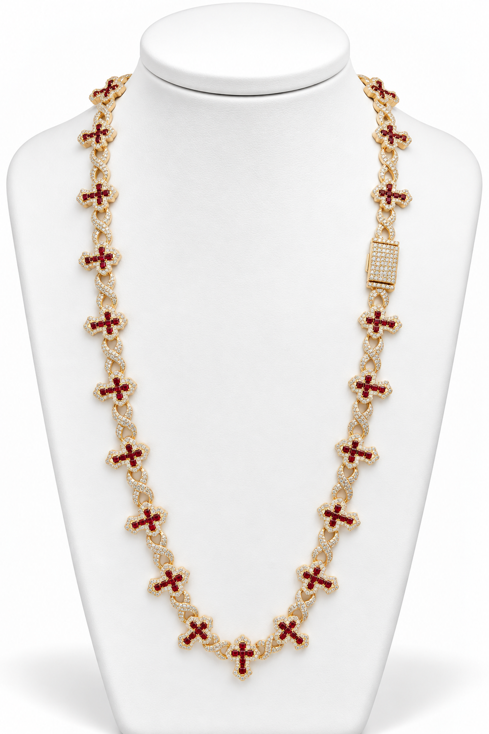 Collar cruces chapadas  piedra roja