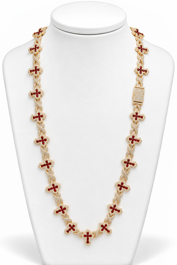 Collar cruces chapadas  piedra roja