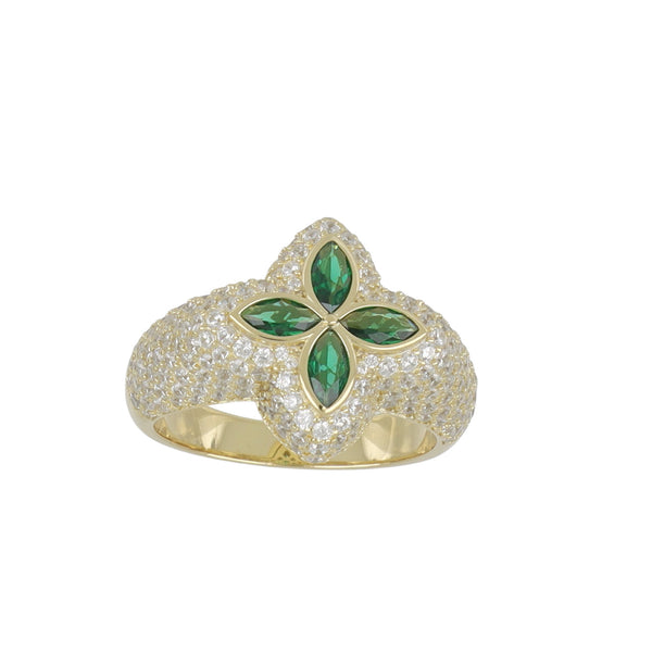 Anillo Flor Chapado Verde