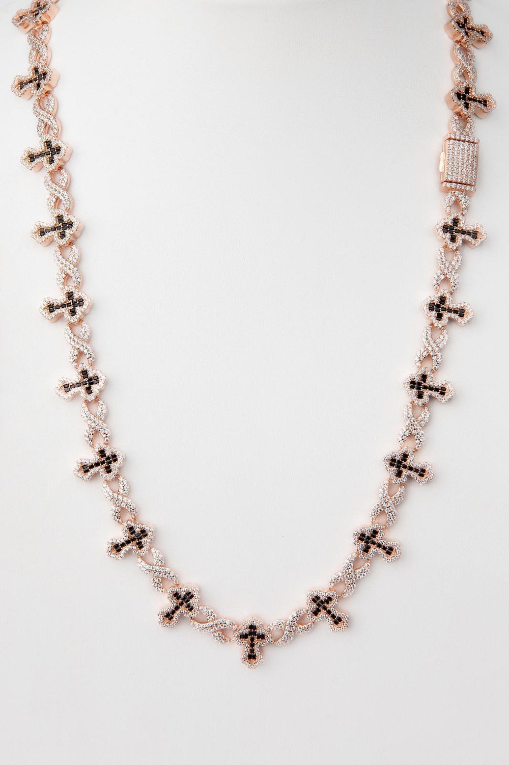 Collar de cruces chapado rosa