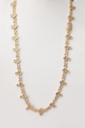 Collar cruces chapado piedra blanca