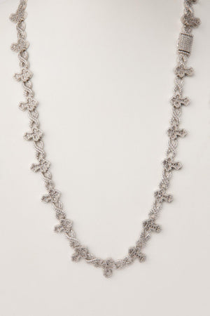 Collar de cruces en plata piedra blanca